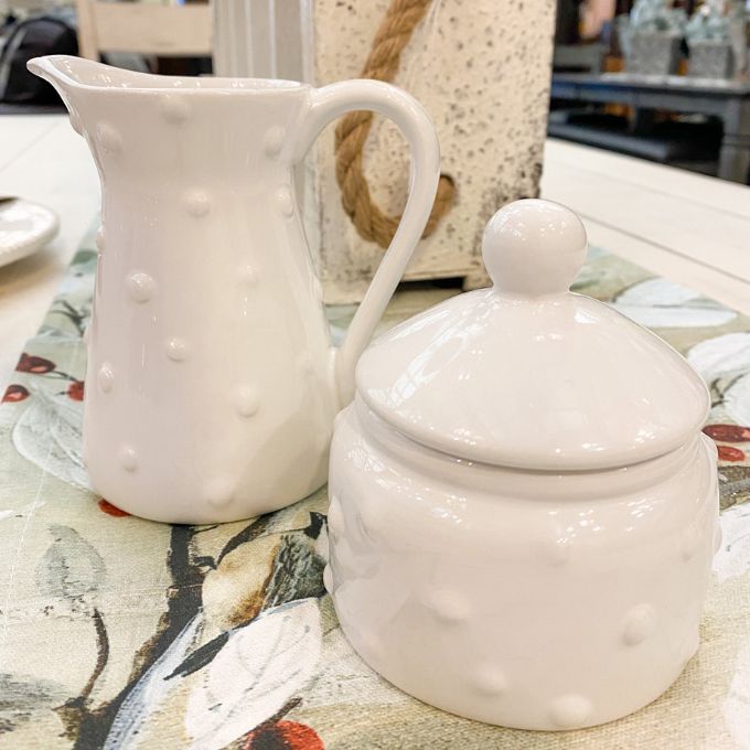 Dottie Cream and Sugar Set available at Quilted Cabin Home Decor.