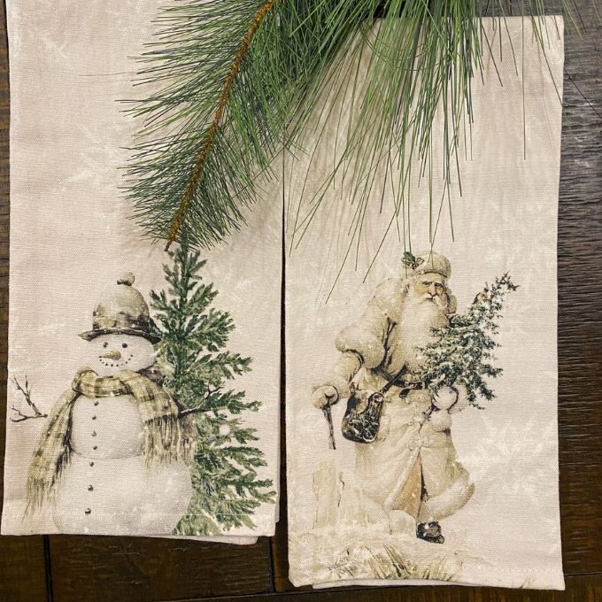 Christmas Tea Towels - Two Styles available at Quilted Cabin Home Decor.