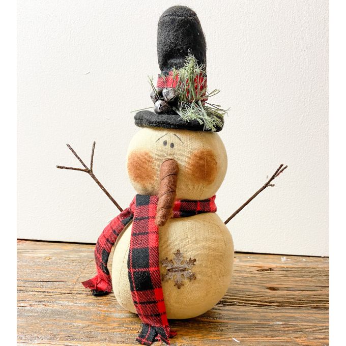 Red Plaid Scarf Snowman available at Quilted Cabin Home Decor.