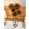 Bouquet of sunflowers in a black vase on a wooden surface. Sunflower Sprays - Two Colours available at Quilted Cabin Home Decor.