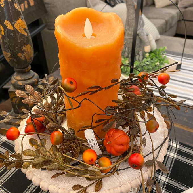Pumpkin and Berry Candle Ring available at Quilted Cabin Home Decor.