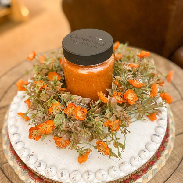 Pumpkin Blooms Candle Ring available at Quilted Cabin Home Decor.