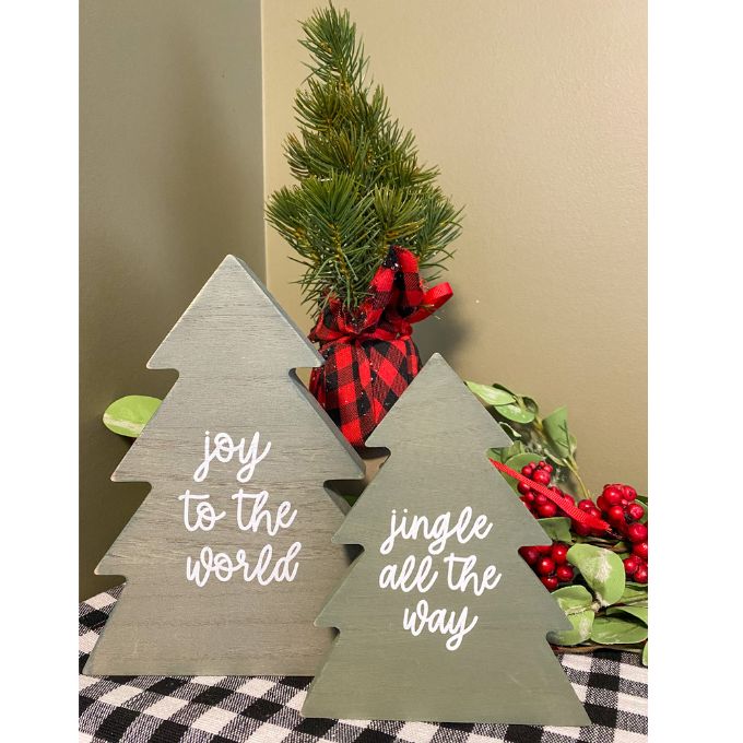 Wooden Tree Shaped Signs - Two Sayings available at Quilted Cabin Home Decor.