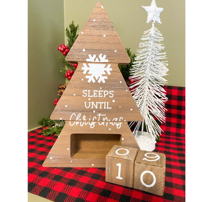 Wooden Christmas Countdown Tree available at Quilted Cabin Home Decor