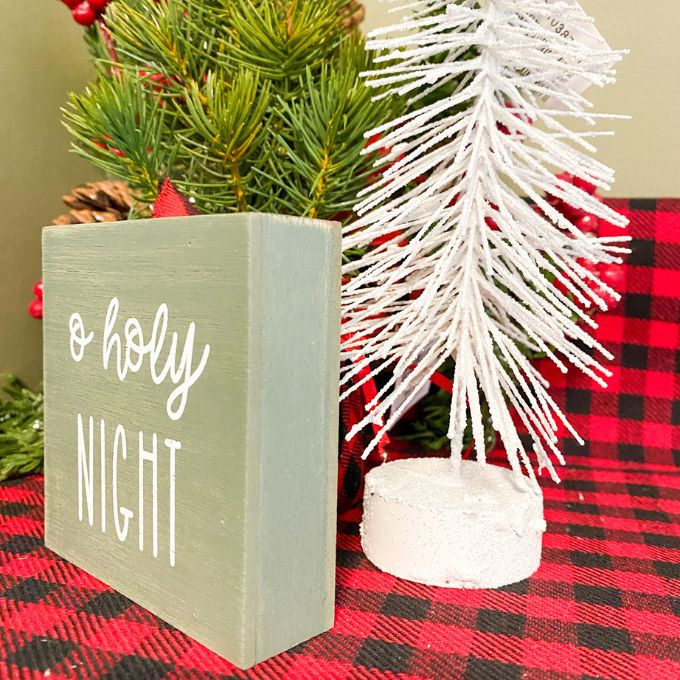 O Holy Night Wooden Block Sign available at Quilted Cabin Home Decor.