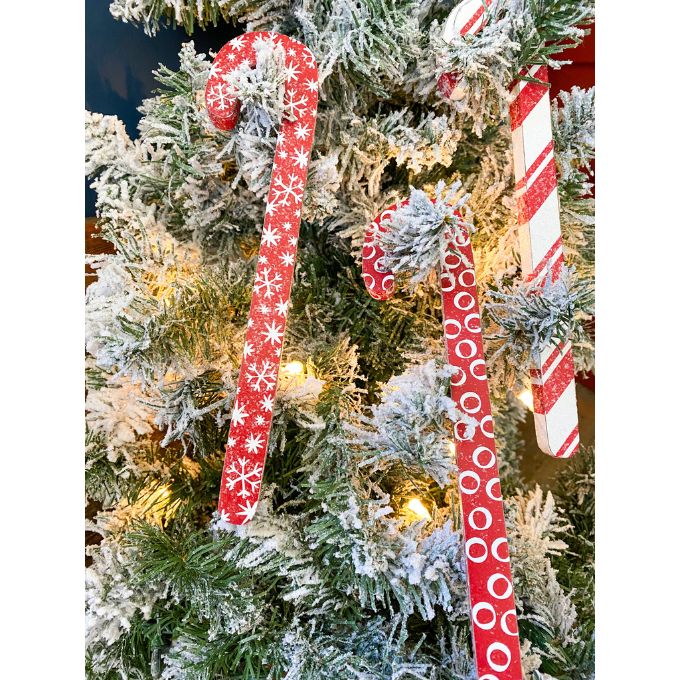 Red and White Candy Cane Ornaments - Set of Three available at Quilted Cabin Home Decor.