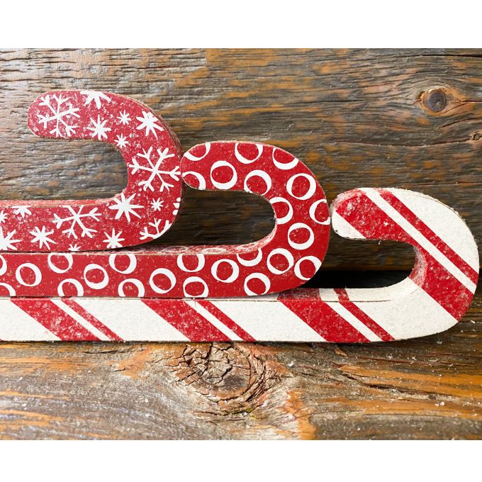 Red and White Candy Cane Ornaments - Set of Three available at Quilted Cabin Home Decor.