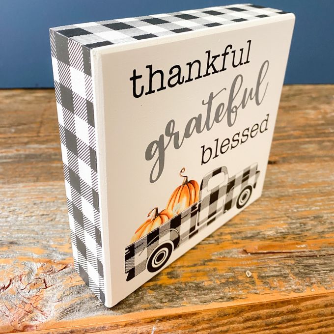 Thankful Truck Box Sign available at Quilted Cabin Home Decor.