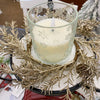 Decorative gold candle wreath. Golden Candle Ring/Small Wreath available at Quilted Cabin Home Decor.