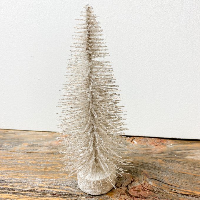 Gold & Glitter Bottle Brush Trees - Three Sizes available at Quilted Cabin Home Decor.