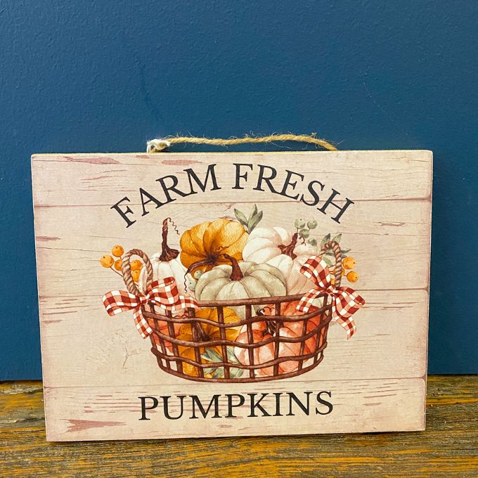 Farm Fresh Pumpkin Sign available at Quilted Cabin Home Decor.