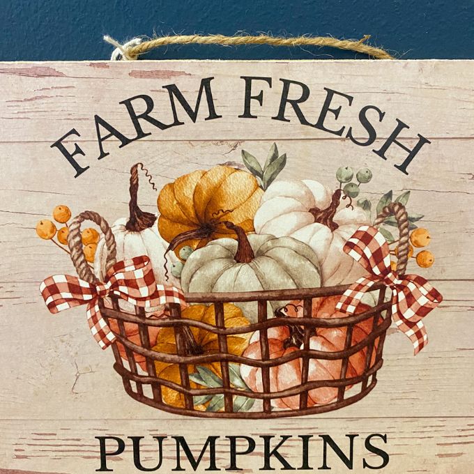 Farm Fresh Pumpkin Sign available at Quilted Cabin Home Decor.