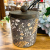 Flower and Fern Glass Jar with Wood Lid available at Quilted Cabin Home Decor.