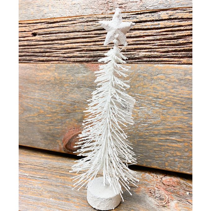 Glitter Pine Bottle Brush Tree - Two Sizes available at Quilted Cabin Home Decor.