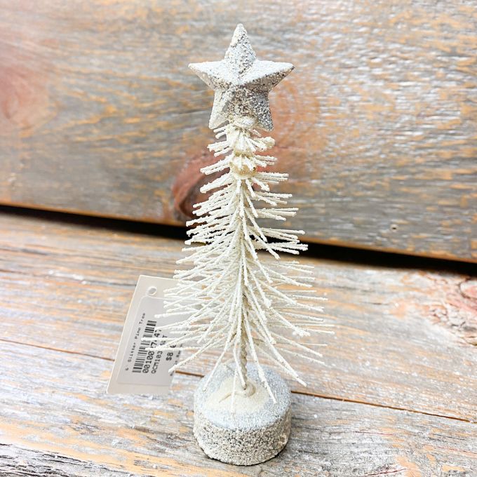 Glitter Pine Bottle Brush Tree - Two Sizes available at Quilted Cabin Home Decor.