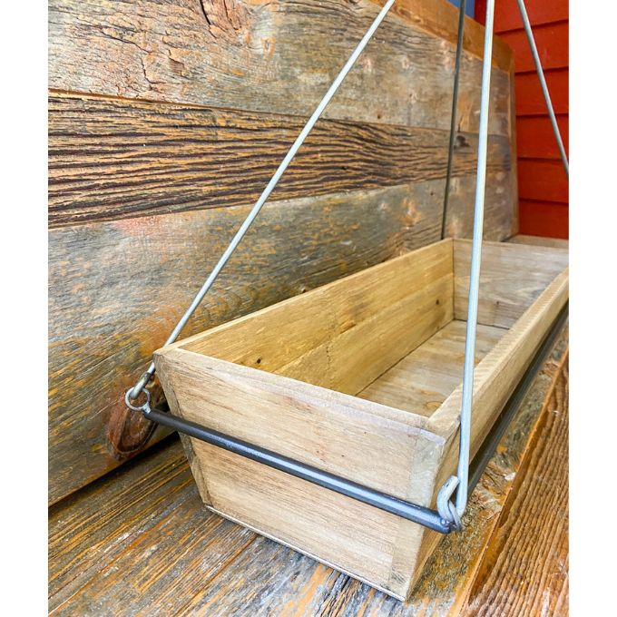 Wood and Metal Hanging Planters - Square and Rectangle available at Quilted Cabin Home Decor.