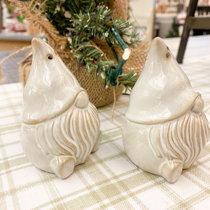 White Gnome Salt & Pepper Shakers available at Quilted Cabin Home Decor.