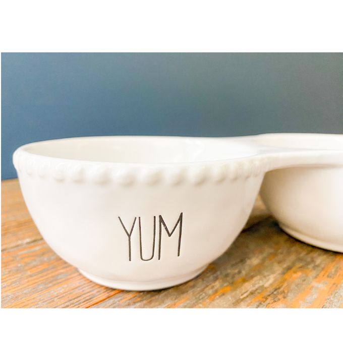 Double Yum Serving Dish available at Quilted Cabin Home Decor.