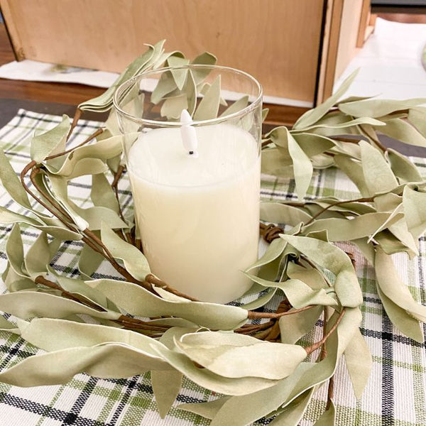 Herb Leaves Candle Ring available at Quilted Cabin Home Decor.
