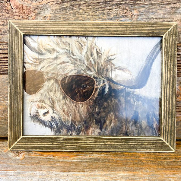 Cool Carl Cow Framed Art Print available at Quilted Cabin Home Decor.