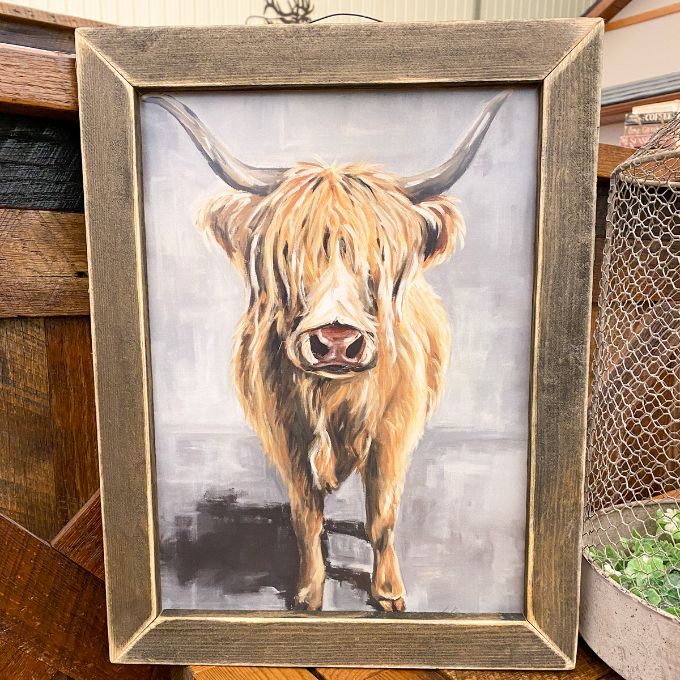 Shaggy Longhorn Framed Print available at Quilted Cabin Home Decor.