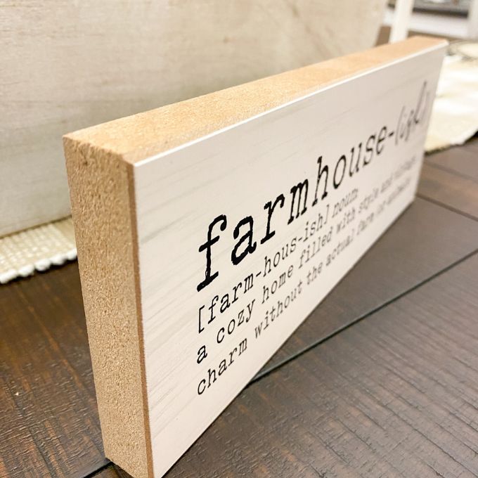 Farmhouse-ish Block Sign is available at Quilted Cabin Home Decor.