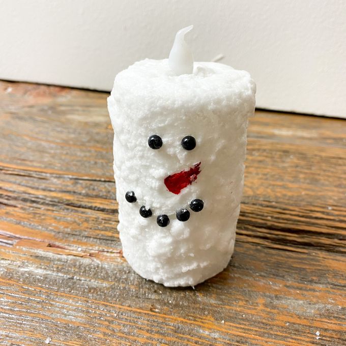 Snowman Votive Pillar Candle available at Quilted Cabin Home Decor.