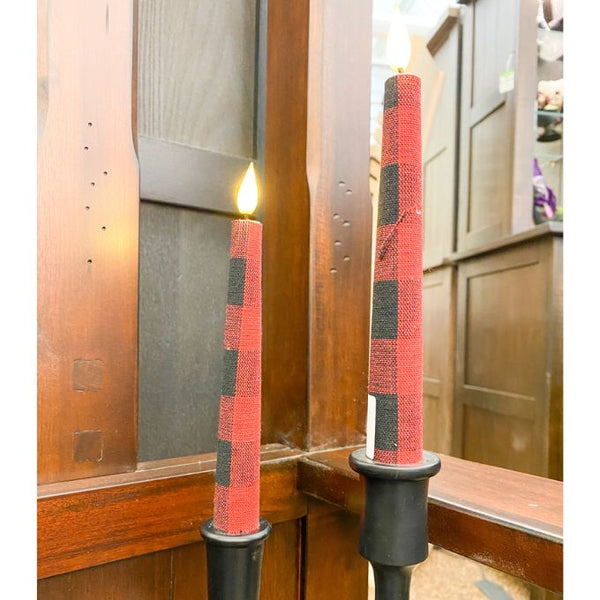 Lodge Plaid Timer Taper Candles available at Quilted Cabin Home Decor.