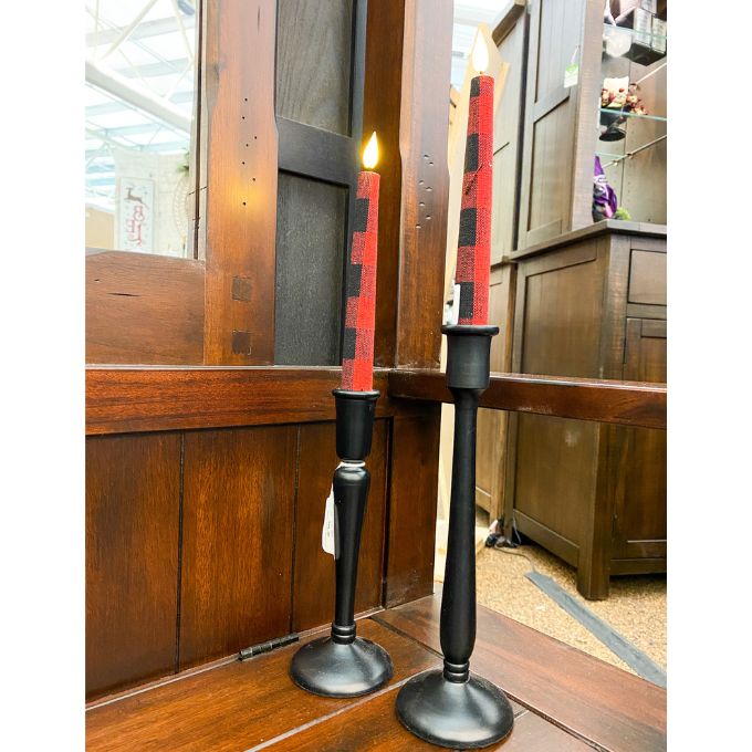 Lodge Plaid Timer Taper Candles available at Quilted Cabin Home Decor.