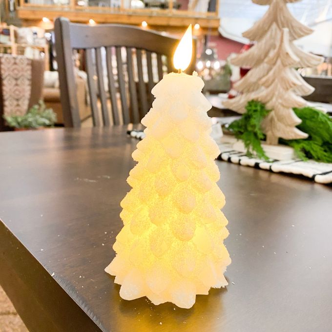 White Christmas Tree LED Candles - Two Sizes available at Quilted Cabin Home Decor.