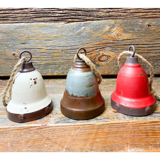 Distressed Christmas Bells - Three Colours available at Quilted Cabin Home Decor.