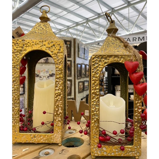 Vintage Golden Lanterns - Two Sizes available at Quilted Cabin Home Decor.