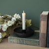 Black Distressed Dish Taper Candle Holder is available at Quilted Cabin Home Decor.