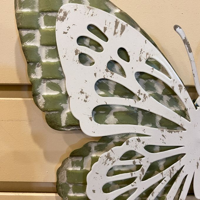 Sage Green Metal Butterfly Hanger available at Quilted Cabin Home Decor.