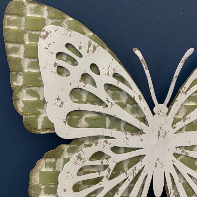 Sage Green Metal Butterfly Hanger available at Quilted Cabin Home Decor.