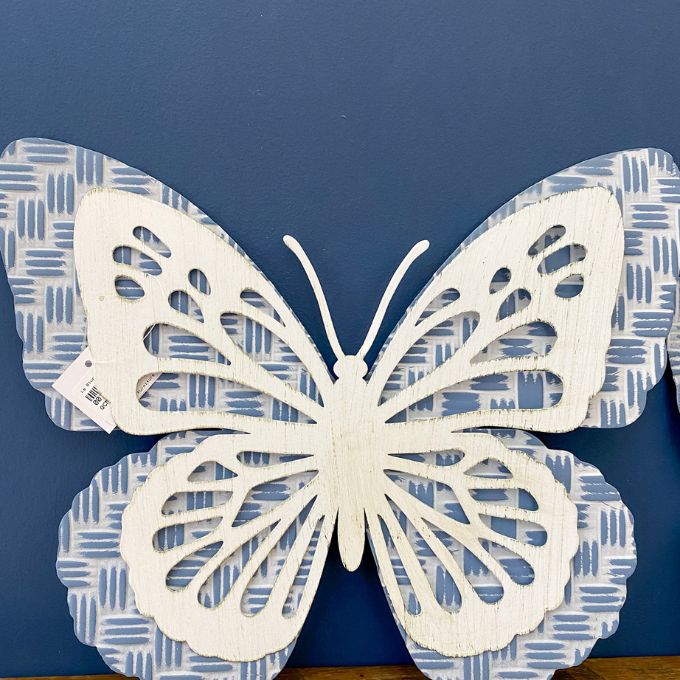 Blue Metal Butterfly Hangers - Two Sizes available at Quilted Cabin Home Decor.