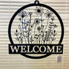 Welcome Wildflower Metal Hanger available at Quilted Cabin Home Decor.