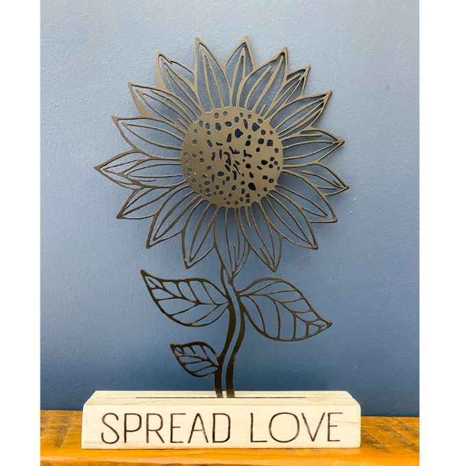 Spread Love Sunflower Stander available at Quilted Cabin Home Decor.