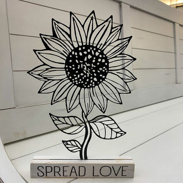 Spread Love Sunflower Stander available at Quilted Cabin Home Decor.