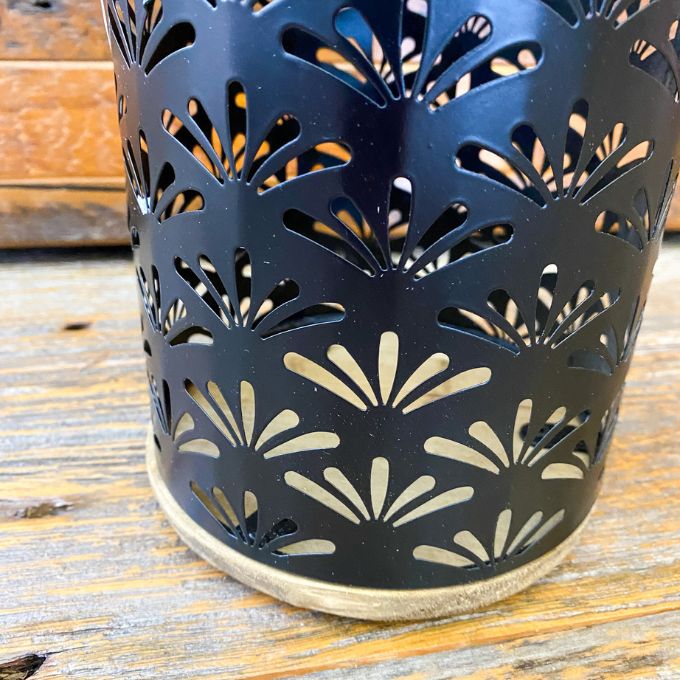 Black Cutout Flower Lantern available at Quilted Cabin Home Decor.