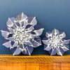 Indigo Metal Flower Hangers - Two Sizes available at Quilted Cabin Home Decor.