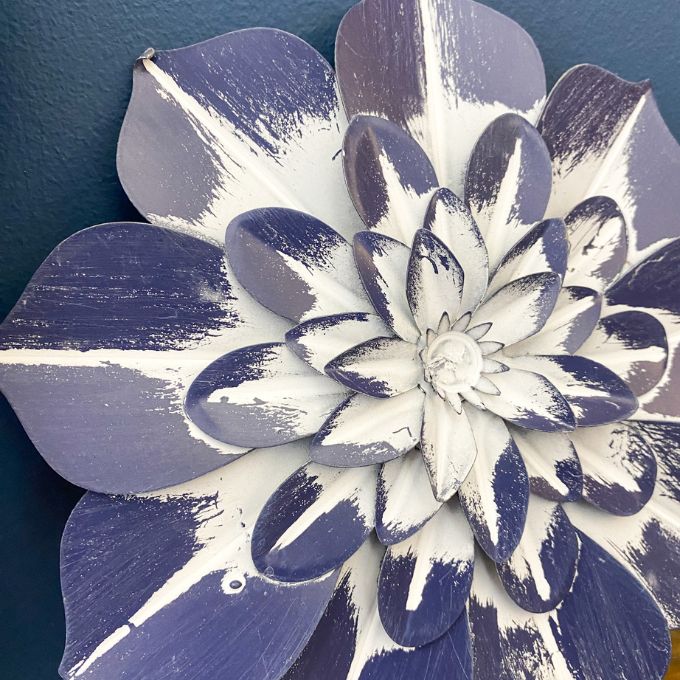 Indigo Metal Flower Hangers - Two Sizes available at Quilted Cabin Home Decor.