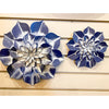 Indigo Metal Flower Hangers - Two Sizes available at Quilted Cabin Home Decor.