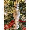 Decorative finial ornament on a Christmas tree with red berries. Mango Wood Finial Ornaments  - Three Styles available at Quilted Cabin Home Decor.