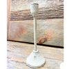 Distressed White Taper Candlesticks - Two Sizes available at Quilted Cabin Home Decor.