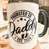 Promoted to Mommy and Daddy Personalized Year Mugs available at quilted cabin Home decor