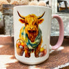 Highland Cow Easter Mug available at Quilted Cabin Home Decor.