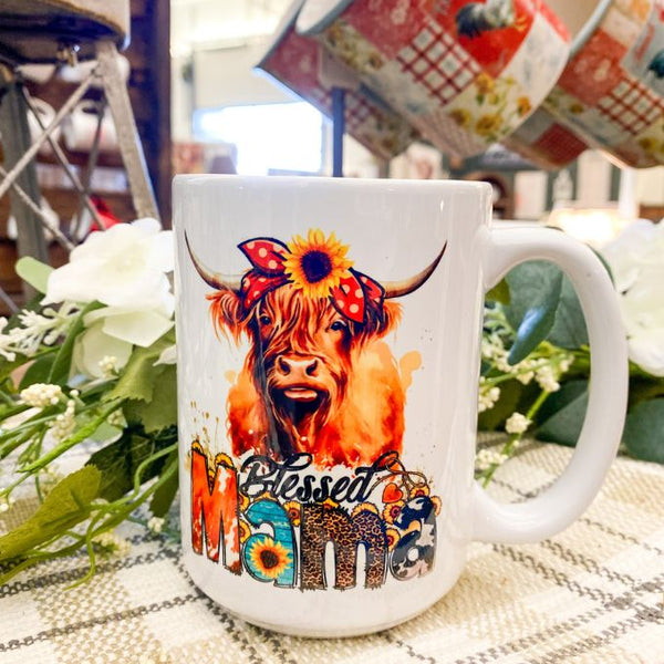 Blessed Mama Mug available at Quilted Cabin Home Decor.