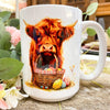 Highland Cow Easter Mug available at Quilted Cabin Home Decor.