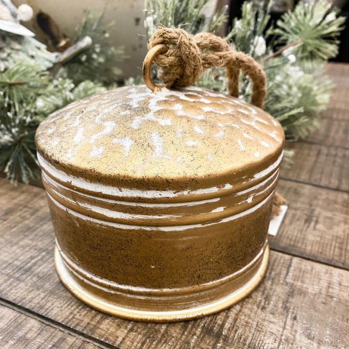 Vintage Gold Round Bells - Two Sizes available at Quilted Cabin Home Decor.